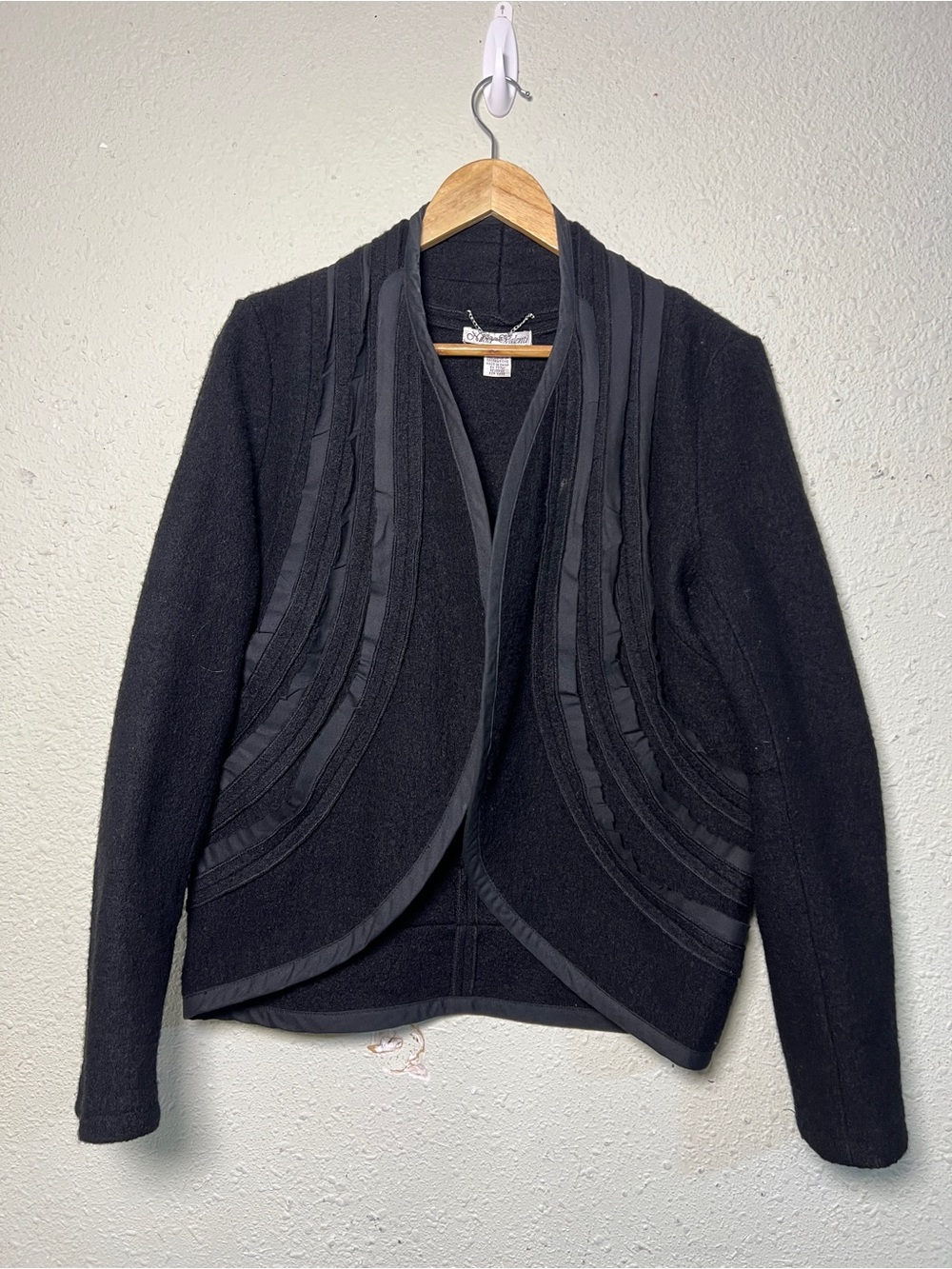 Nikki Valenti Black Wool Blazer Coat Jacket Dressy Size M MSRP $128